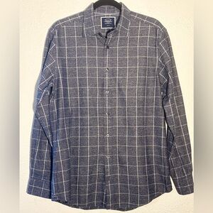 Charles Tyrwhitt Mens Heavy Cotton Blue Windowpane Button Shirt Size M